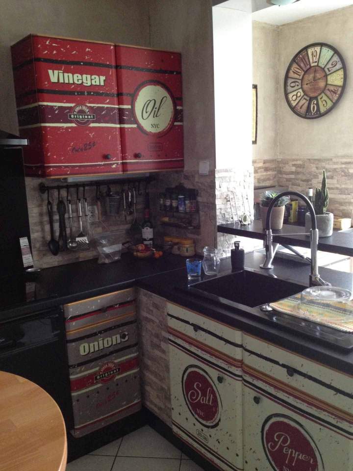 Déco adhésive covering sur meubles cuisine Bourgogne