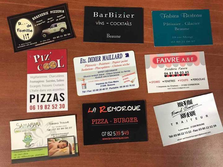 Divers cartes de visites Borgogne