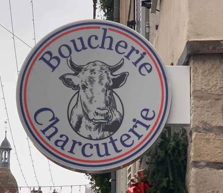 Enseigne drapeau alu et plexi avec leds et décor adhésif Bourgogne